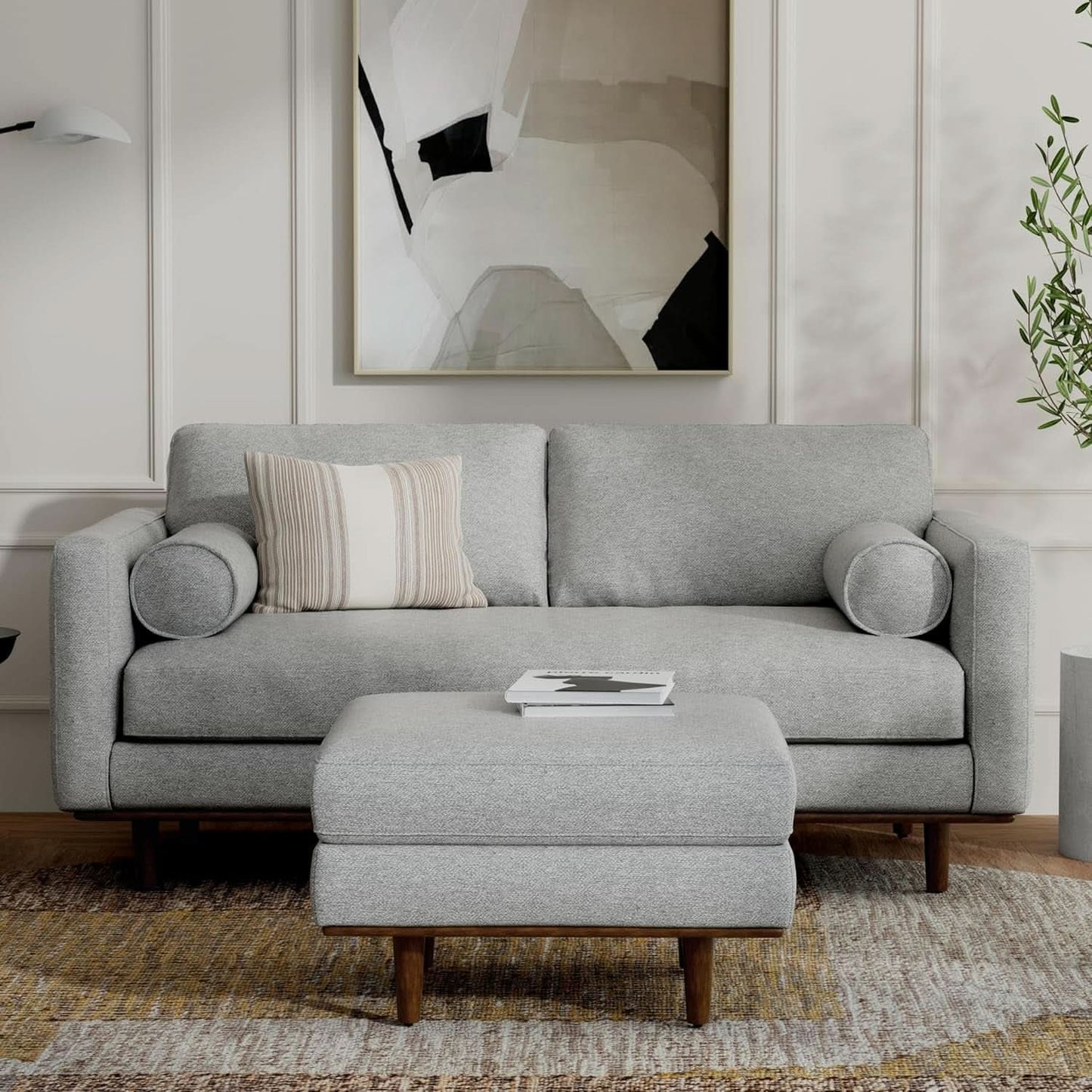 Morrison 72 Inch Mid Century Modern Sofa Set Mist Grey