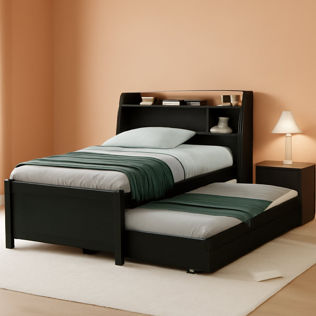 Twin Size Platform Bed With Concealed Headboard Storage