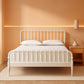 Lucera Full Platform Bed White Midcentury Rubber wood