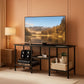 Black Living Room TV Stand Integrated Charging Outlets