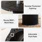 47.24-Inch Black Circular Dining Table Fluted Base