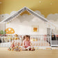 Montessori Floor Bed With White Guardrails Storage