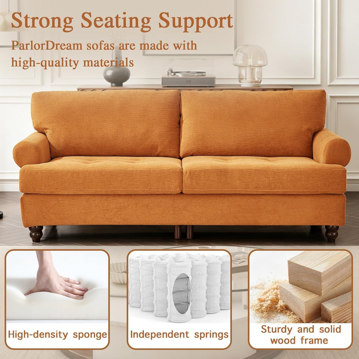 81-Inch Ginger Sofa Modern Upholstered Living Room-4