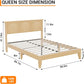 Natural Rattan Platform Bed Queen Headboard LED Underbed