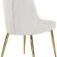 Cream Velvet Upholstered Dining Chair With Goldtone