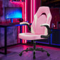 Pink Ergonomic Gaming Desk Chair With Adjustable Armrests