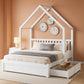 Queen Size Kids House Bed Frame With Under Bed Storage Drawers