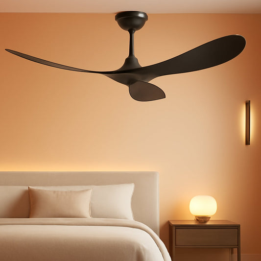 Black Outdoor Ceiling Fan Featuring Remote Control