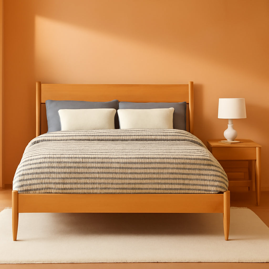 Queen Panel Bed Handcrafted Scandinavian Oak Finish