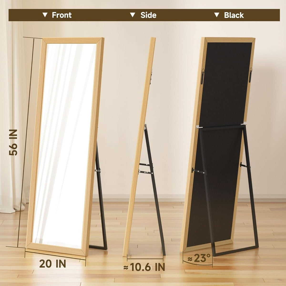 56x20 Handcrafted Standing Full Length Floor Mirror