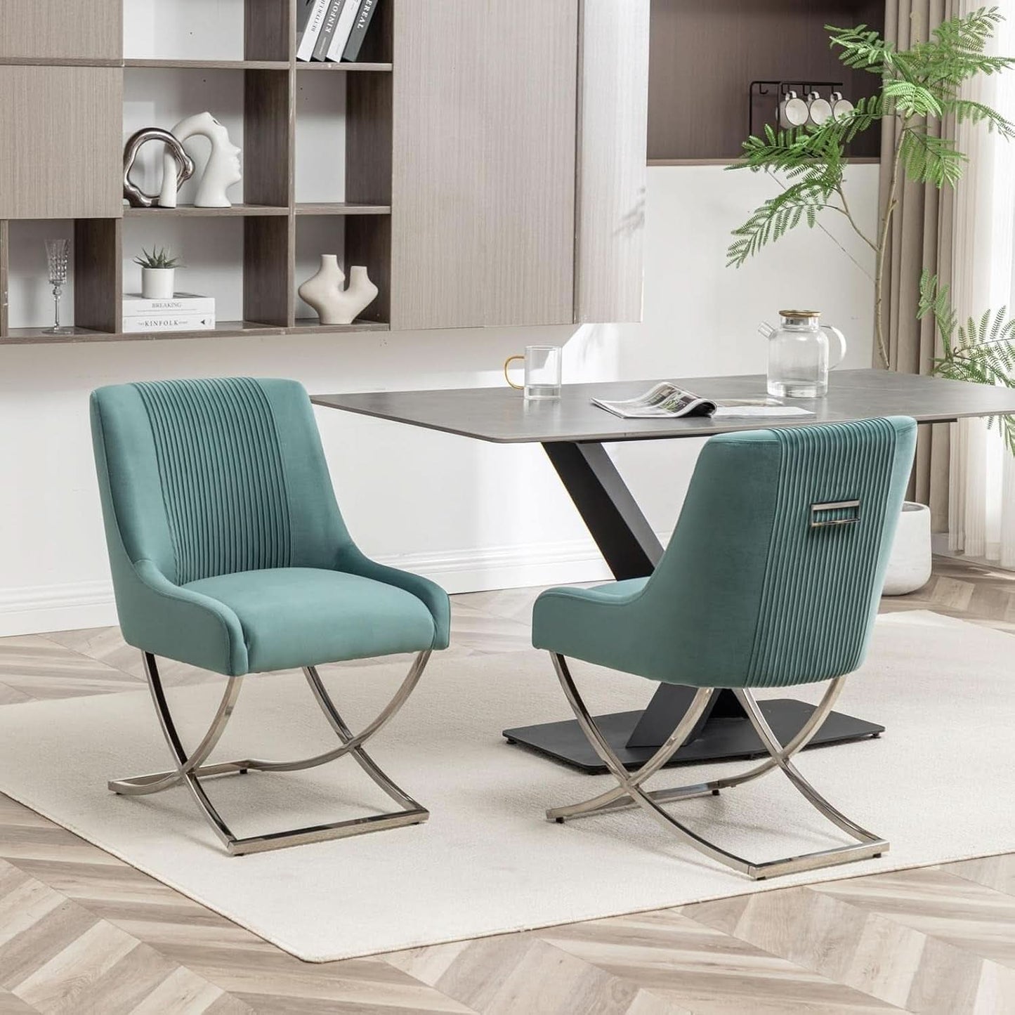 Emerald Green Velvet Tufted Dining Chairs Collection