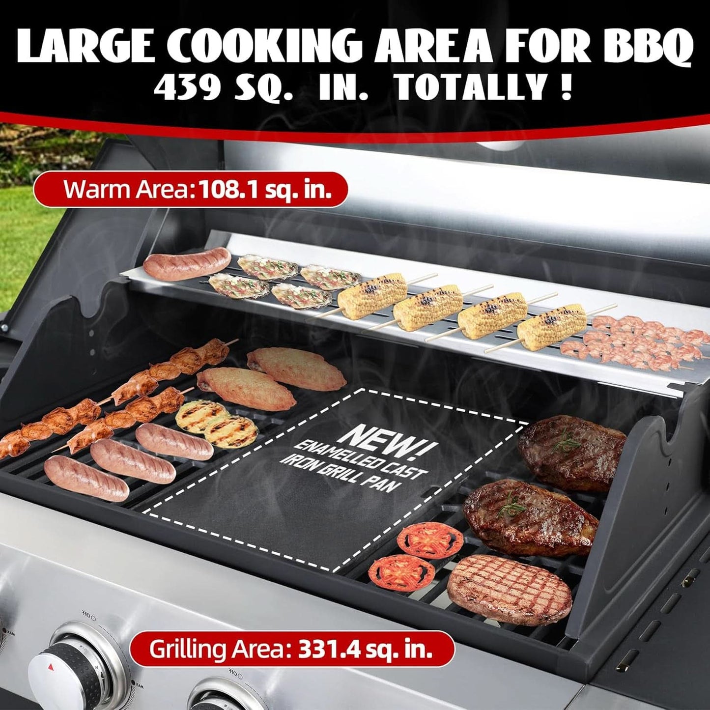 Four Burner Propane Grill With Integrated Thermometer