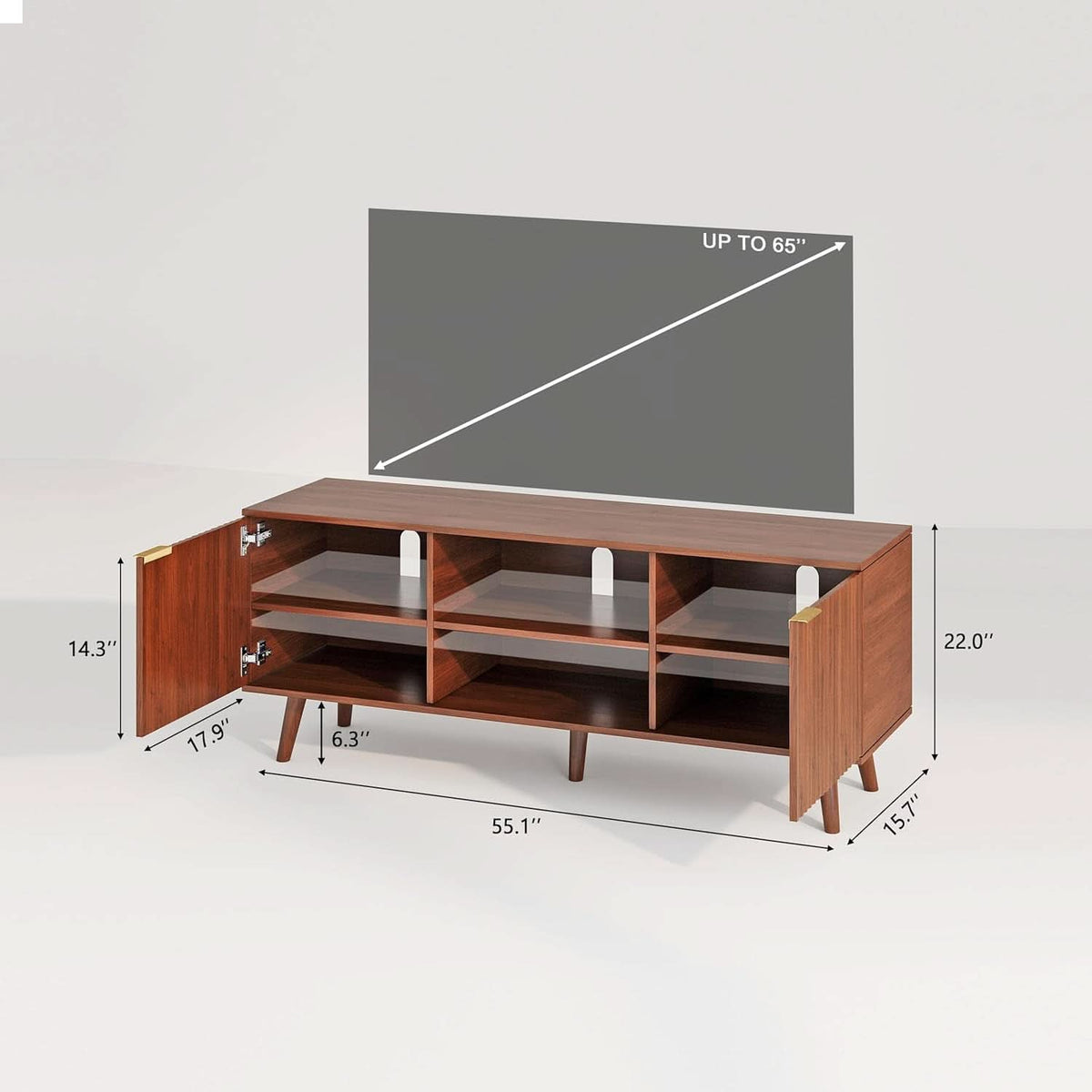 55 Inch Ornatelyfluted TV Stand With Entertainmentcenter