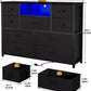 Charcoal Nine Drawer Wardrobe TV Stand With LED Lighting