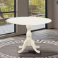 Round Pedestal Dining Table Contemporary Linen White