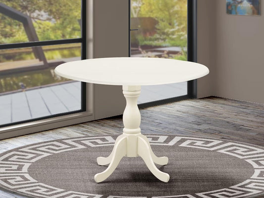 Round Pedestal Dining Table Contemporary Linen White