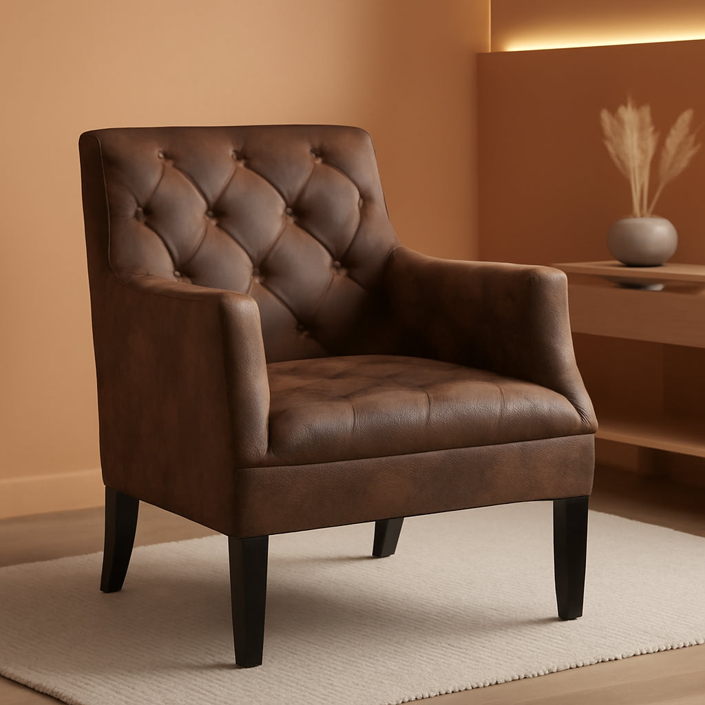 Traditional Upholstered Accent Chair 20.5 Inch Brown