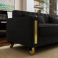 86-Inch Black Velvet Loveseat With Gold Metal Legs For Living Room-4