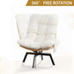 Beige Swivel Accent Chair With Oversized Cushioning