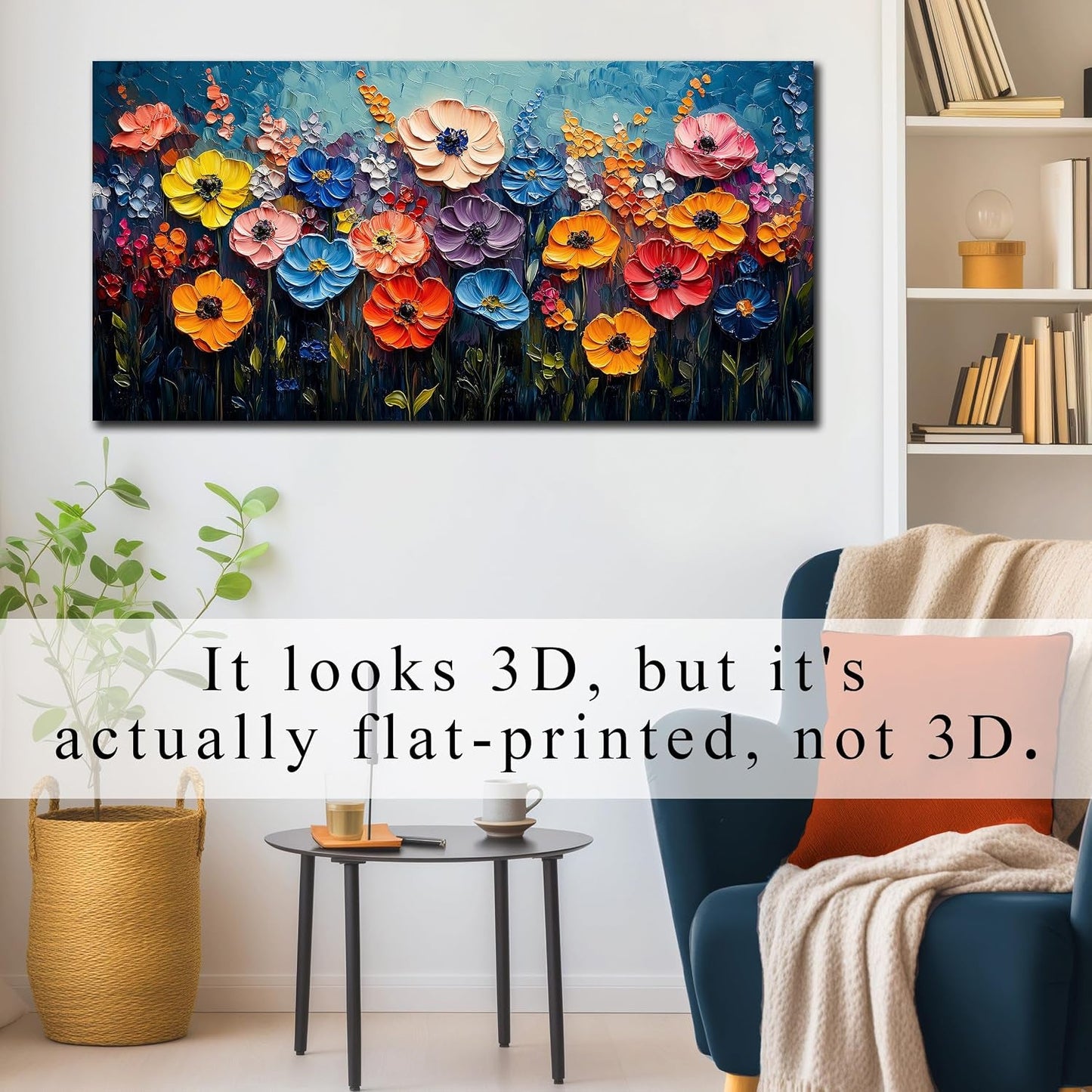 Flower Canvas Wall Art 20x40 Inch Colorful
