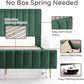 Queen Size Velvet Platform Bed EmeraldGreen Headboard