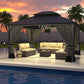 12x14 Gray Hardtop Gazebo Outdoor Weatherproof Netting
