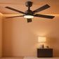 52 Inch Black Ceiling Fan With Remote Integrated Light