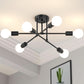 Midcentury Sputnik Chandelier 6 Light Black Ceiling