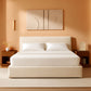 Cloud King Beige Platform Bed Frame With Plush Headboard, King Size
