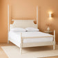 Four-Poster Platform Bed White Queen Spindle Posts-0