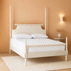 Four-Poster Platform Bed White Queen Spindle Posts-0