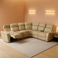 Beige Genuine Leather Power Recliner Sectional LED