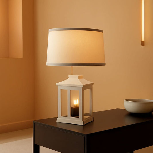 White Farmhouse Table Lamp Set With Dimmable Touch Control-0