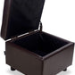 Brown Genuine Leather Storage Ottoman Cube Tufting
