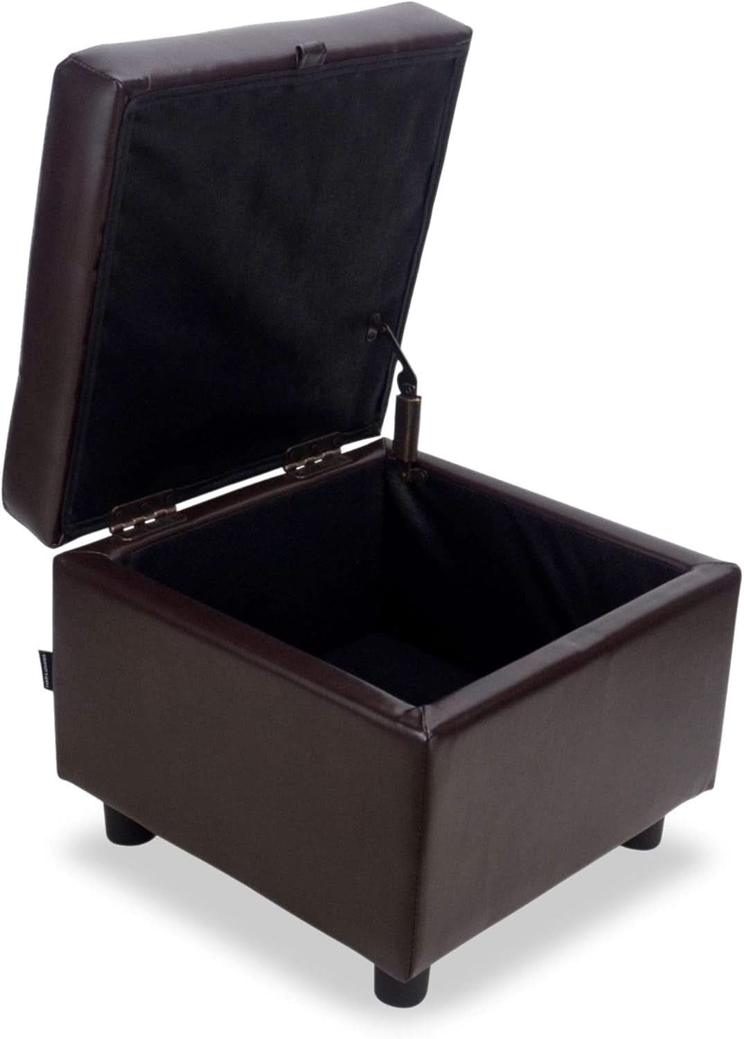 Brown Genuine Leather Storage Ottoman Cube Tufting