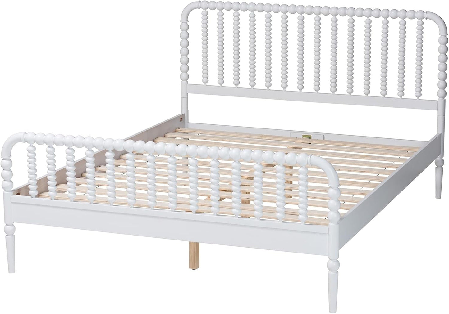 Lucera Full Platform Bed White Midcentury Rubber wood