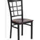 Black Window Back Metal Dining Chair With Walnut Wood Seat