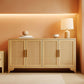 Natural Rattan Four Door Sideboard Cabinet Engineered Wood-0