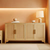 Natural Rattan Four Door Sideboard Cabinet Engineered Wood-0