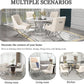 Beige Velvet Upholstered Contemporary Dining Chair Duo