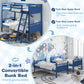 Navy Blue Convertible Twin Over Twin Bunk Bed For Kids