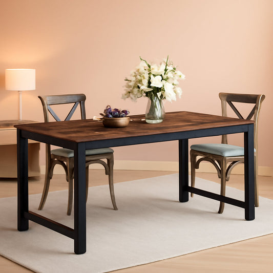 Tribesigns Brown Industrial Dining Table Metal Legs