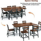 Walnut 63 Inch Extendable Dining Table Set For Six Chairs
