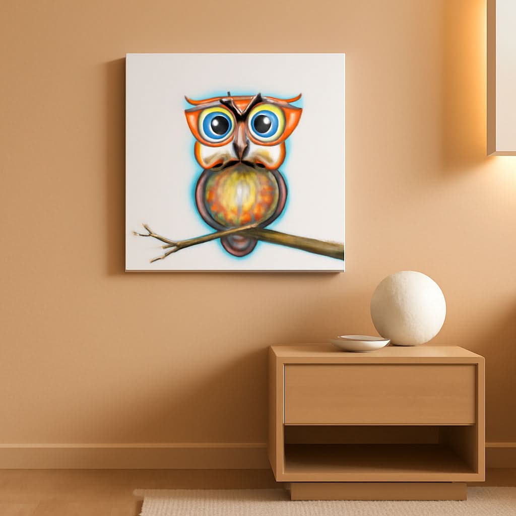 Ultra Durable Colorful Owl Canvas Wall Art Twenty Four Inches