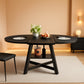 Black Industrial Expandable Oval Dining Table Shelves