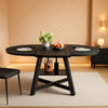 Black Industrial Expandable Oval Dining Table Shelves