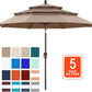 9ft 3 Tier Patio Umbrella Weather Resistant Fabric Khaki