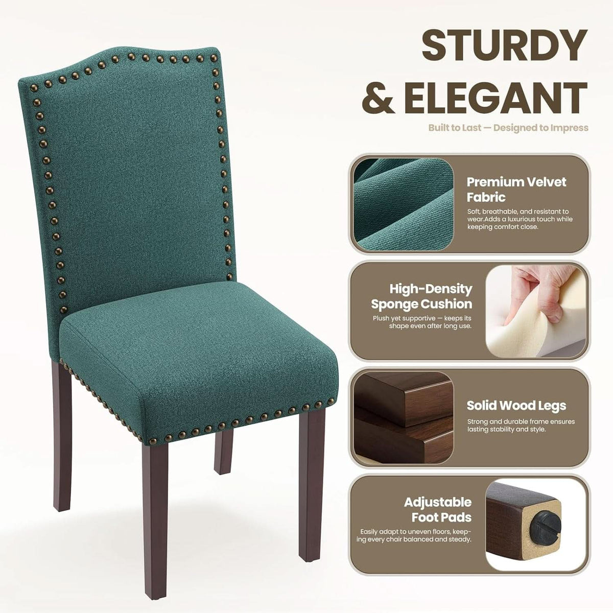Green Velvet Executive Parsons Dining Chairs Quartet
