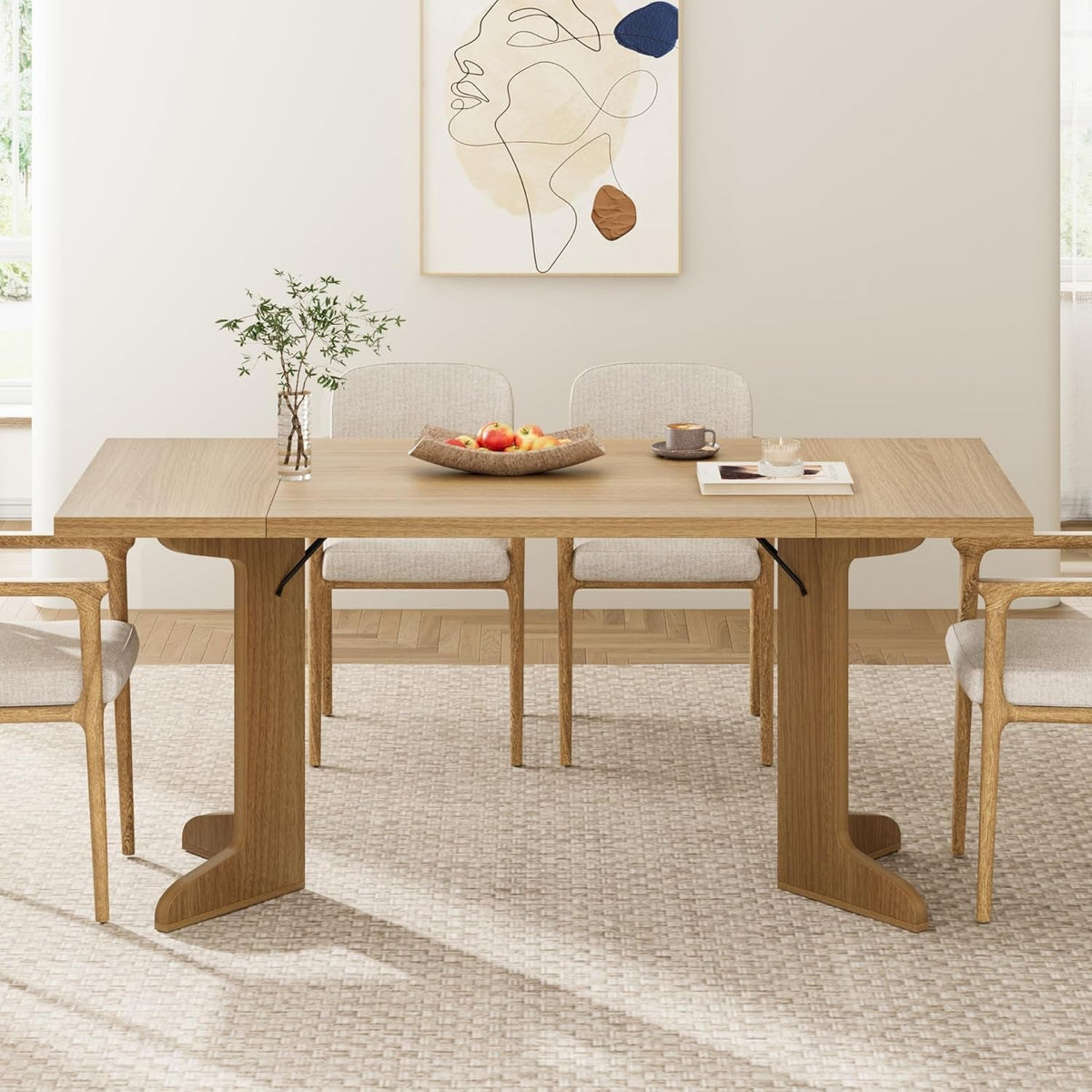 71Inch Elegant Oak Rectangular Dining Table Durable