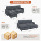 Dark Grey Corduroy Sleeper Sofa With Hidden Storage